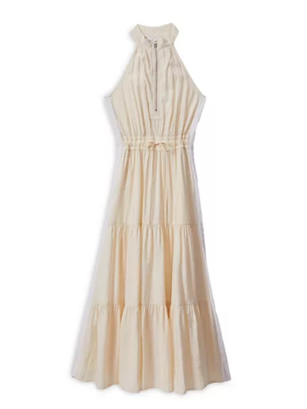 Reiss NWT Taylor Zip Front Halter Midi Dress 10 Natural Beige Quiet Luxury